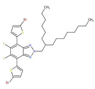 4,7-双(5-溴噻吩-2-基)-5,6-二氟-2-(2-己基癸基)-2H-苯并[d][1,2,3]三唑-CAS:1887135-96-7